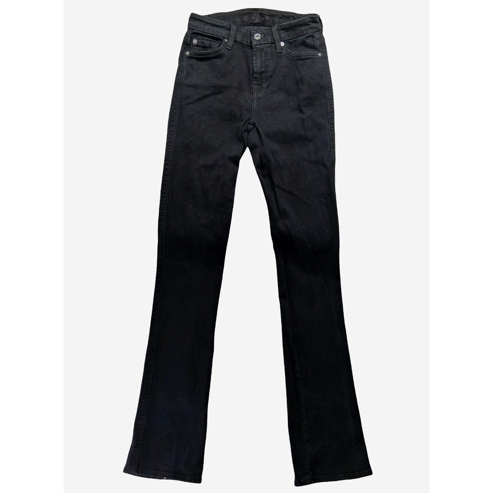 7 For All Mankind Bootcut Jeans Womens 24 Black Mid Rise Dark Wash Stretch Denim